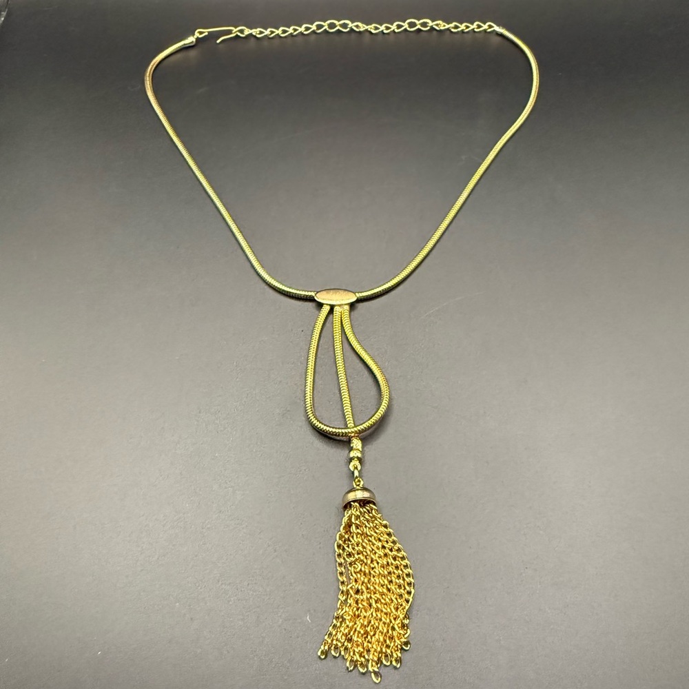 Unique Gold Tone Y Style Tassel Necklace Simple Classic